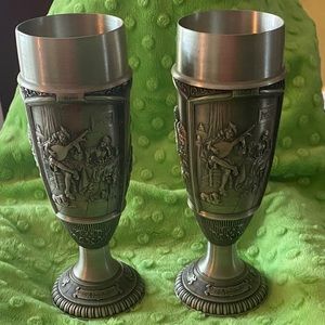 Beautiful Pair,Pewter Wine Goblet/ Chalice